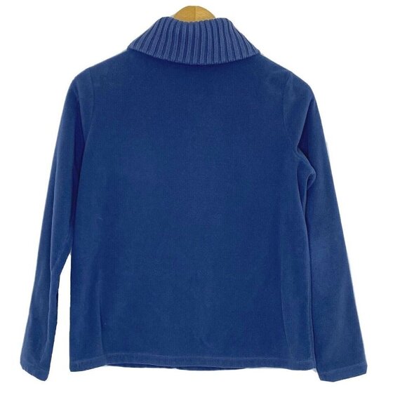 Lands' End Women's size Small 1/4 Zip Sweater Neck Pullover Fleece Top Blue - Picture 2 of 11